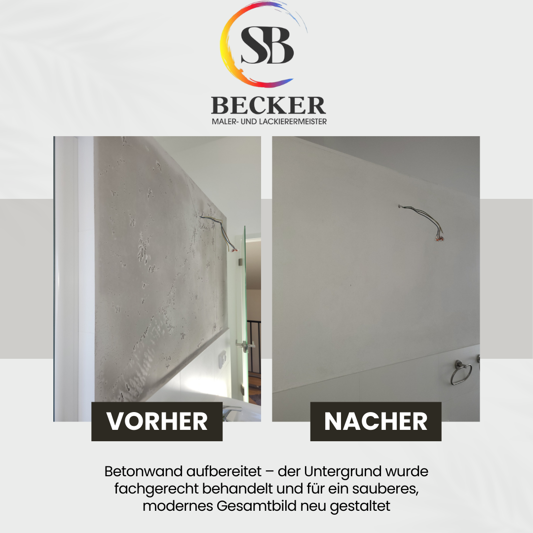 Betonwand aufbereitet - Vorher/Nachher
